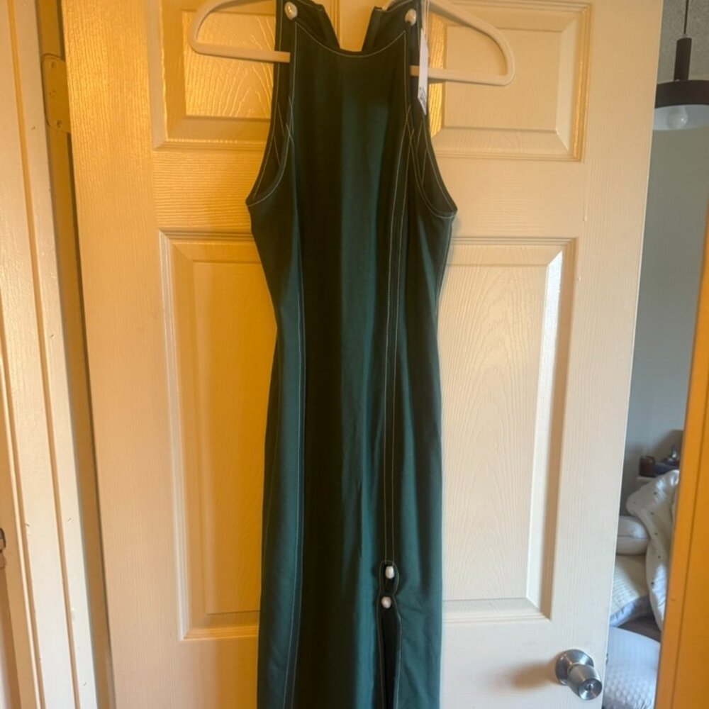 GANNI Drapey Melange Maxi Dress-  Green NWT
